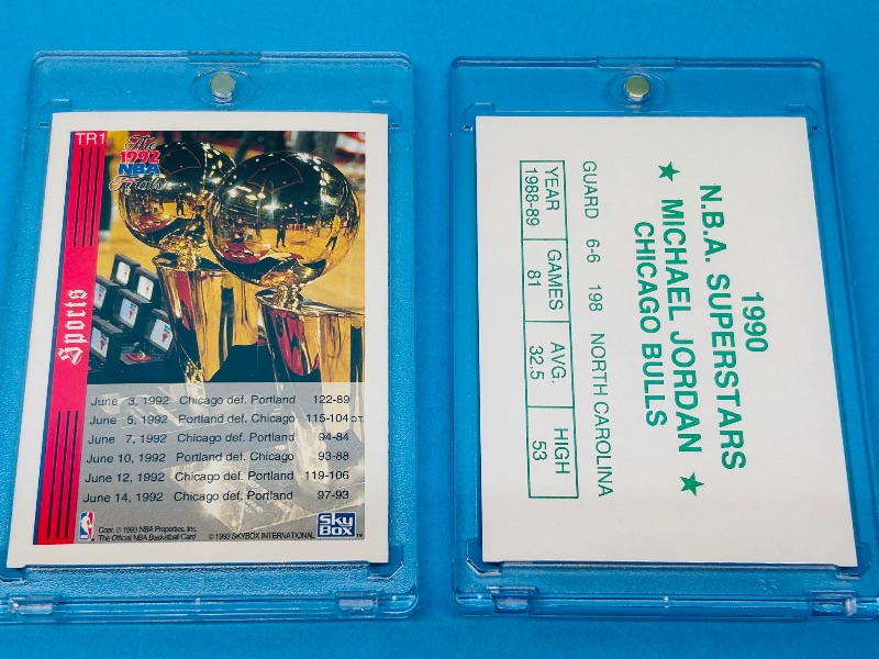 Photo 1 of 687472…2 Michael Jordan cards  in hard plastic case