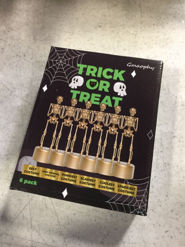 Photo 2 of 6 Halloween Best Costume Skeleton Trophy, Halloween Skull Party Favor Prizes, Halloween Party Supplies Gold Bones Game Awards, Costume Contest Event Trophy, School Classroom Rewards for Kids(A)