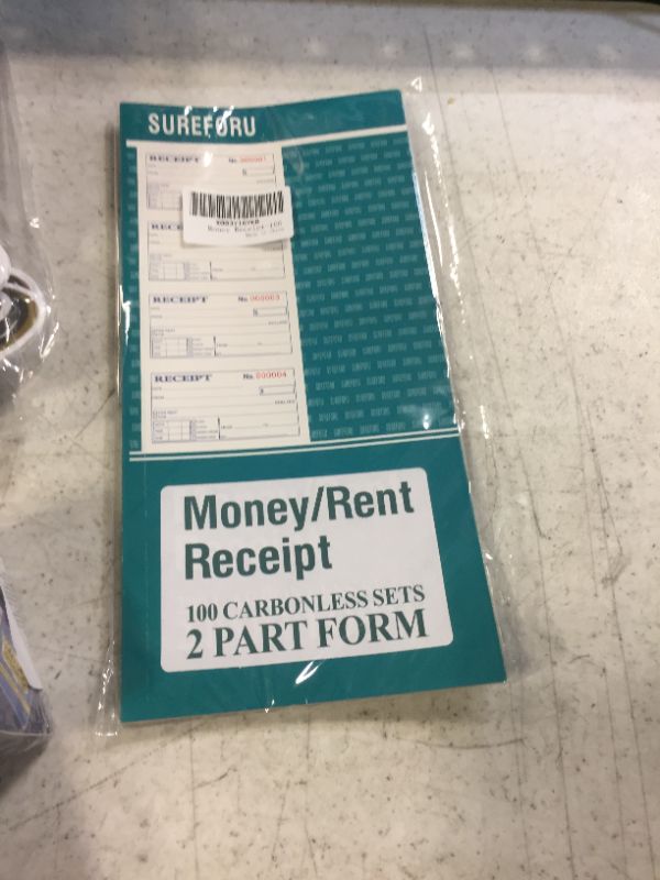 Photo 2 of Receipt Book with Carbon Copies, Rent Receipt Book for Small Business, 2-Part Carbonless, 100 Sets per Book, 4 Receipts per Page