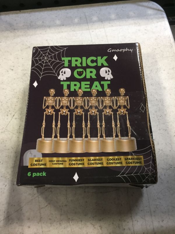 Photo 2 of 6 Halloween Best Costume Skeleton Trophy, Halloween Skull Party Favor Prizes, Halloween Party Supplies Gold Bones Game Awards, Costume Contest Event Trophy, School Classroom Rewards for Kids(A)