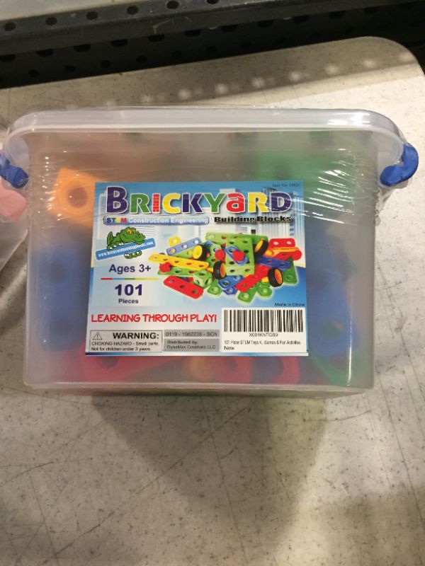 Photo 2 of Brickyard Building Blocks STEM Toys - Educational Building Toys for Kids Ages 4-8 with 101 Pieces, Tools, Design Guide and Toy Storage Box, Gift for Boys & Girls