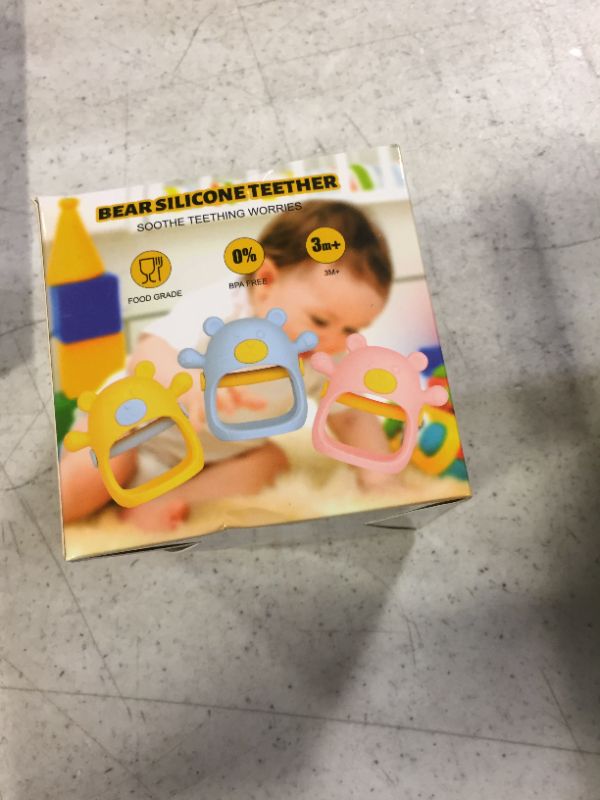 Photo 1 of Chuya Teething Toys for Baby,Teething Toy for 3-12 Month,Dust-Proof,BPA-Free,No Drop,Chew Toy for Infants Toddlers Silicone Baby Teethers,Sucking Needs,Bear Baby Loves,Easy to Clean(2 PCS) Blue+Pink?2PCS?