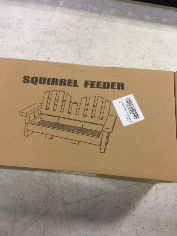 Photo 2 of Wood Squirrel Feeder for Outside, White Bench Chair Squirrel feeders Durable Squrrill Picnic Table with 2 Corn Cob Holders for Chipmunk Squirrels…