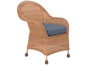 Photo 1 of allen + roth Serena Park Set of 2 Wicker Light Brown Steel Frame Stationary Dining Chair(s) with Blue Cushioned Seat
