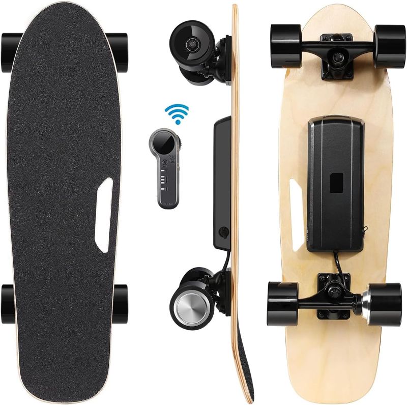 Photo 1 of Caroma Electric Skateboards, 350W Electric Skateboard with Remote,12.4 Mph Top Speed & 8 Miles Range, Electric Longboard for Adults & Teens, Built-in Intelligent BMS, Easy Carry Handle Design
