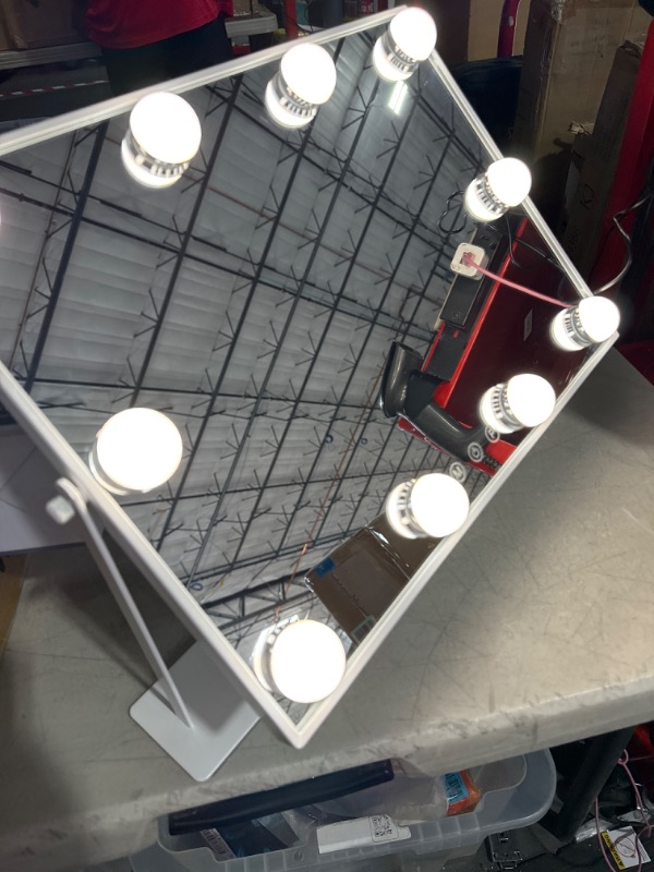 Photo 1 of Danielle LED Hollywood Mirror 15.75"x 14.5"x 3” 10 Super Bright LED 3 Light Settings Dimmer Switch 4 AAA Batteries Required (Not Included) 6V AC/DC Adapter
