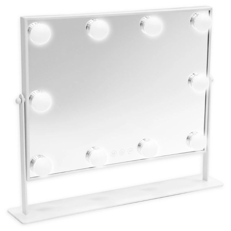 Photo 1 of Danielle LED Hollywood Mirror 15.75"x 14.5"x 3” 10 Super Bright LED 3 Light Settings Dimmer Switch 4 AAA Batteries Required (Not Included) 6V AC/DC Adapter