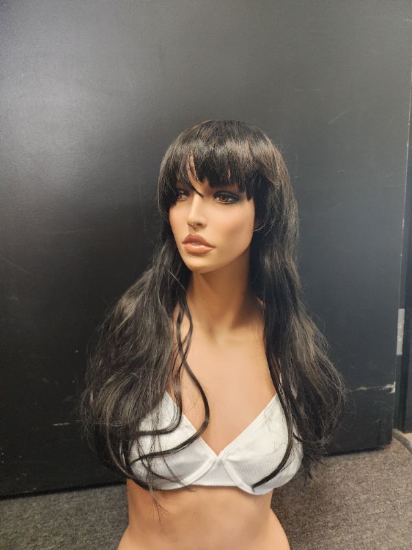 Photo 1 of 21" Dark Brown/ Black Light Wave Wig With Bangs 