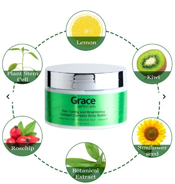 Photo 1 of Skin Toning and Brightening Collagen Complex Body Butter Luxurious Moisturizer Includes Hyaluronic Acid Vitamin E And Plant Stem Cells to Hydrate Tone And Brighten Skin Potent Antioxidants Daily Use Massage Into Skin New 
