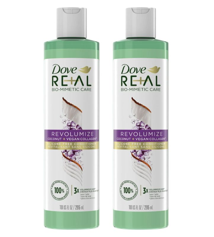 Photo 1 of 2 Pack Dove Real Bio-Mimetic Care Daily Conditioner with Vegan Collagen All Hair Types, Coconut, 10 fl oz New