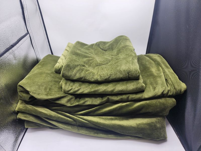 Photo 3 of BEDELITE Flannel Queen Size Sage Green - Super Soft Fleece Duvet Cover & 2 Pillow Cases Fluffy Extra Plush, 3 Piece 
