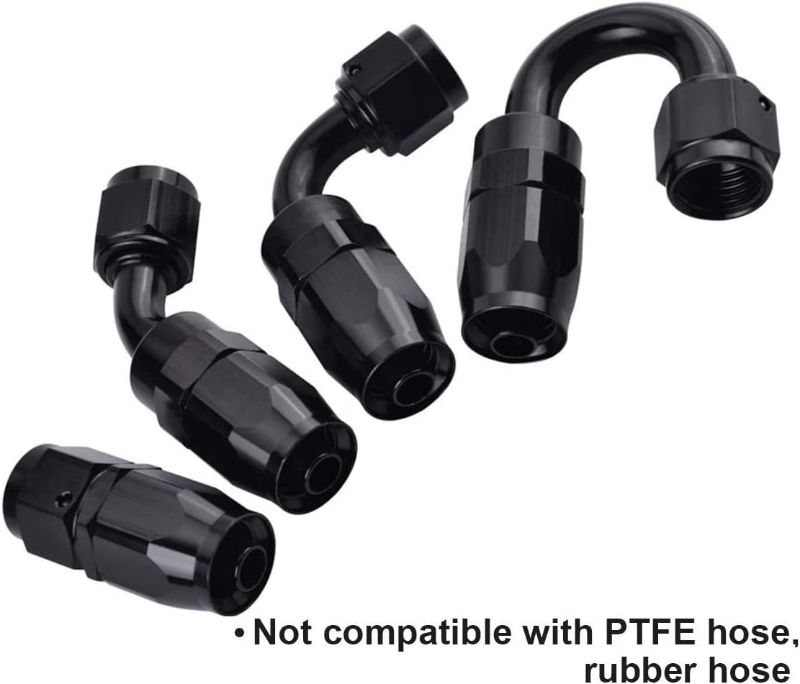 Photo 2 of 4Pcs 6AN Straight Swivel Hose End Fitting for Fuel Oil Line Aluminum Black (Straight)