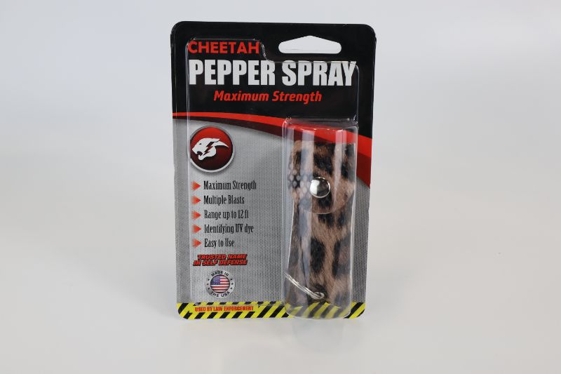 Photo 2 of 2 Pack Cheetah Print Self Defense Cheetah Pepper Spray Maximum Strength 12ft Range UV Dye 