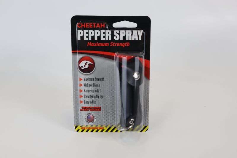 Photo 2 of 2 Pack Flat Black Self Defense Cheetah Pepper Spray Maximum Strength 12ft Range UV Dye New