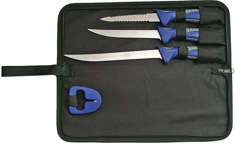 Photo 1 of  Fillet Knives Blue Composition/Gray Rubber Handle Set of 4