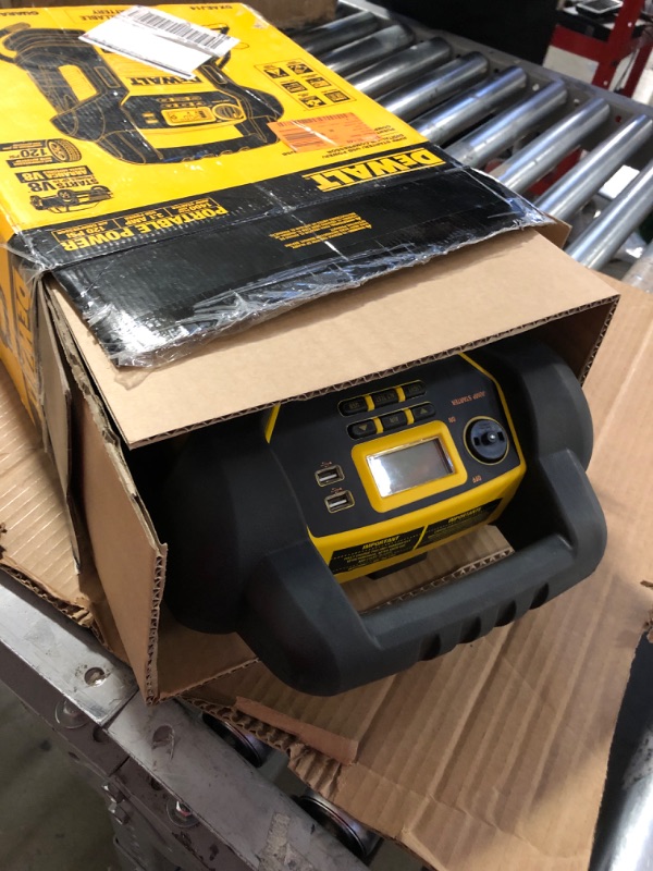 Photo 2 of DEWALT DXAEJ14 Digital Portable Power Station Jump Starter: 1400 Peak/700 Instant Amps, 120 PSI Digital Air Compressor, 3.1A USB Ports, Battery Clamps , Yellow