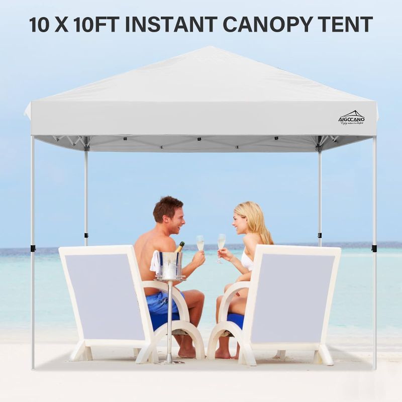 Photo 1 of AIGOCANO Pop up Canopy Tent,10x10 Instant Outdoor Canopy for Parties with Wheeled Bag,