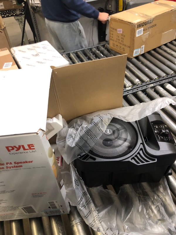 Photo 1 of Pyle 400W Portable Bluetooth PA Loudspeaker - 8” Subwoofer System, 4 Ohm/55-20kHz, USB/MP3/FM Radio/ ¼ Mic Inputs, Multi-Color LED Lights, Built-in Rechargeable Battery w/ Remote Control -PPHP844B