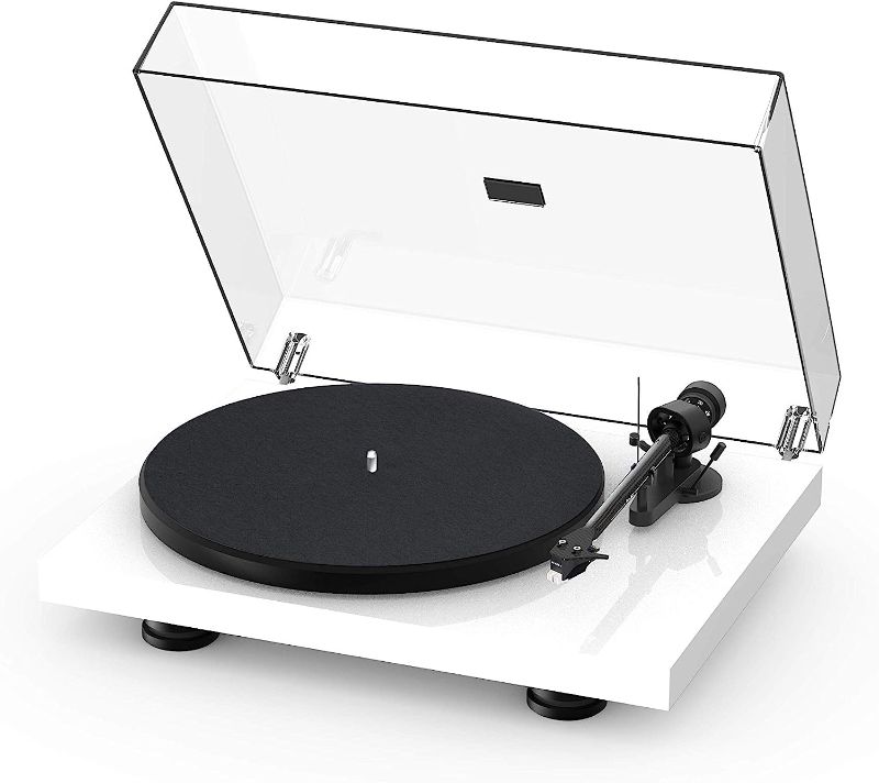 Photo 1 of Pro-Ject Debut Carbon EVO, Audiophile Turntable with Carbon Fiber tonearm, Electronic Speed Selection and pre-Mounted Sumiko Rainier Phono Cartridge (High Gloss White)