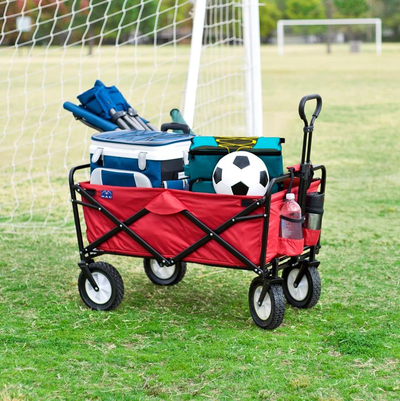 Photo 1 of  Heavy Duty Steel Frame Collapsible Folding 150 Pound Capacity Outdoor Camping Garden Utility Wagon Yard Cart, Red