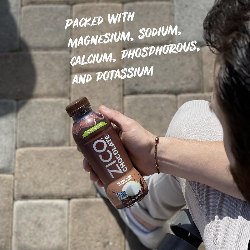 Photo 1 of ZICO Chocolate Coconut Water Drink - 12 Pack - Plant-Based, Gluten-Free - 500ml / 16.9 Fl Oz - Tastes like chocolate milk - Not From Concentrate