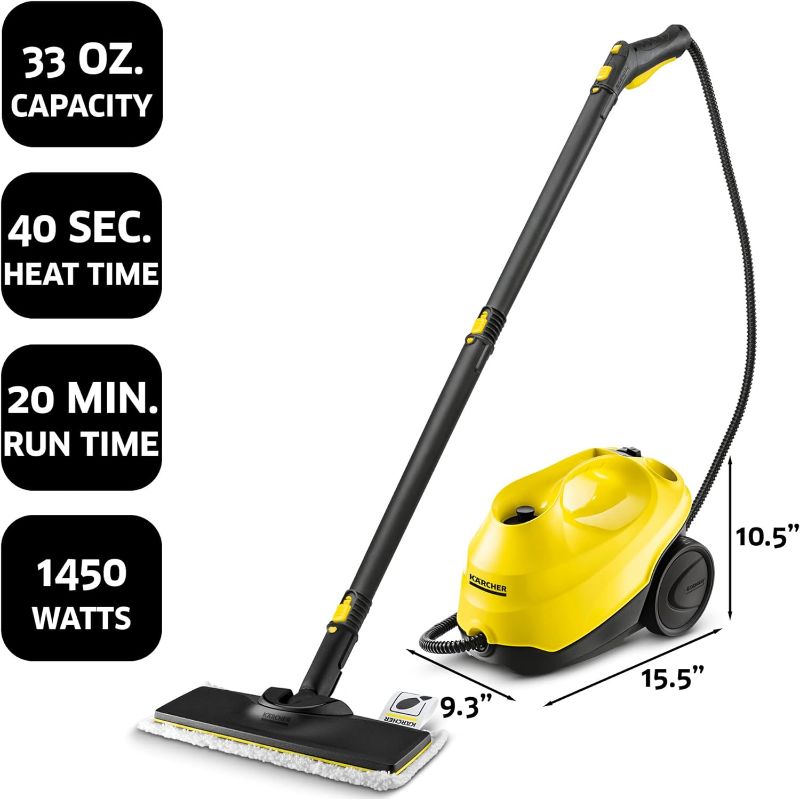 Photo 1 of ''Their is water in the tank and its been used---Kärcher - SC 3 Portable Multi-Surface Steam Cleaner/Steam Mop with Attachments – Chemical-Free, Rapid 40 Second Heat-Up, Continuous Steam - For Grout, Tile, Hard Floors, Appliances & More
