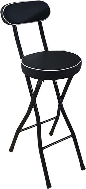 Photo 1 of ZYLEDW Portable Folding Stool, Heavy Duty Fold up Stool Metal Foldable Stool for Adults Kitchen Garden Bathroom Collapsible Round Stool, 300 lbs Capacity (Color : Black, Size : Sitting Height: 24in)
