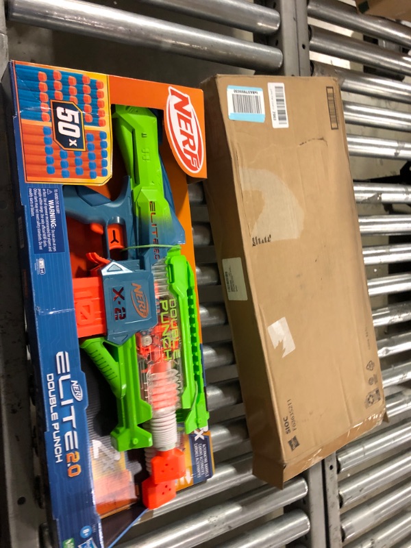 Photo 2 of Nerf Elite 2.0 Double Punch Motorized Dart Blaster, Rapid Alternating Barrels, 50 Nerf Elite Darts, 2X 10-Dart Clips, Ages 8 & Up