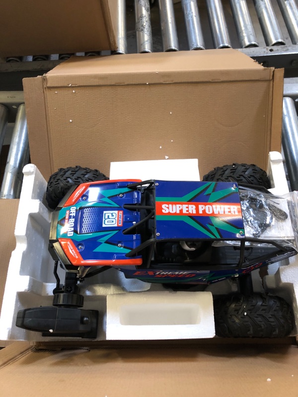 Photo 2 of DEERC DE60 Large 1:8 Scale Upgraded RC Cars Remote Control Car for Adults Boys,Off Road Monster Truck with Realistic Sound,2.4Ghz 4WD Rock Crawler Toy All Terrain Climbing,2 Batteries for 80 Min Play Classic Blue