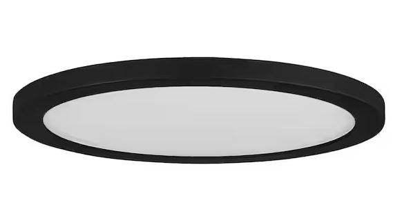 Photo 1 of 15 in. Matte Black New Ultra-Low Profile Integrated LED Flush Mount 5CCT (2-Pack)
