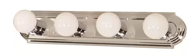 Photo 1 of 4-Light Polished Chrome Racetrack Style Vanity Light NEW
