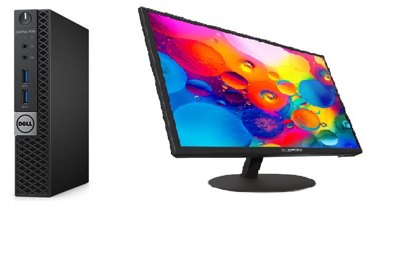 Photo 1 of Spectre 27" LED Monitor- E275W-19203RD and 
Dell Optiplex 7040 D10U Micro PC – Intel Core i3 3.2GHz (i3-6100T) Dual Core – 8GB RAM – 500GB HDD – HDMI - Windows 10 Pro Installed - Combo. Keyboard/mouse not included. Power cords/hdmi cords not included. mon