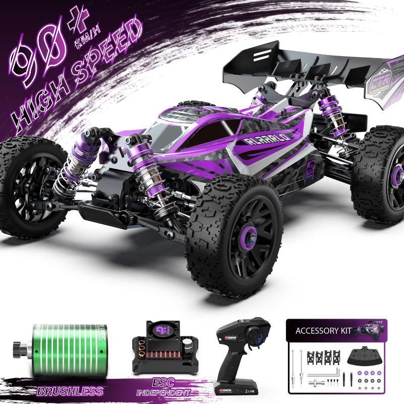 Photo 1 of CROBOLL 1:14 Brushless Fast RC Cars for Adults with Independent ESC,Top Speed 90+KPH 4X4 Hobby Off-Road RC Truck,Oil Filled Shocks Remote Control Monster Truck for Boys(Purple) BRUSHLESS Purple