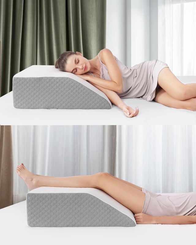 Photo 1 of  Leg Elevation Pillow for Swelling After Surgery Leg Pillows for Sleeping Memory Foam Wedge Pillow for Leg Circulation Leg Pillow Elevation for Sciatica Knee Hip Ankles Back Pain Relief