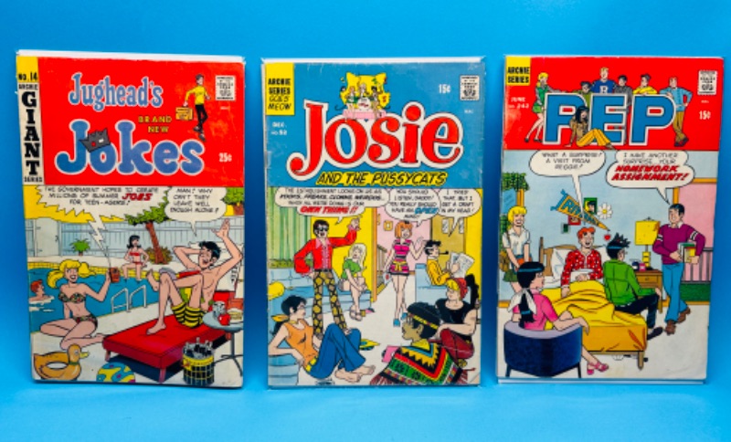 Photo 1 of 698369… shows wear- vintage Archie comics in plastic sleeves -wear from age