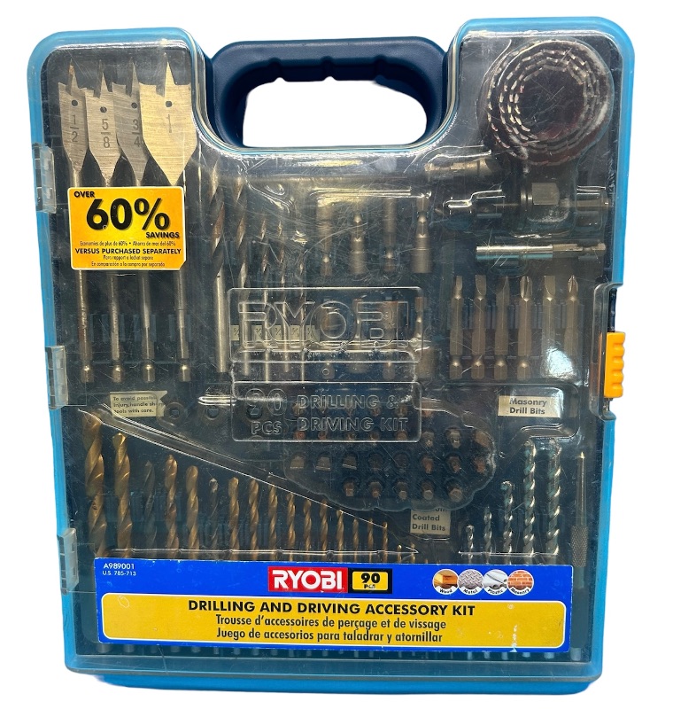 Photo 1 of 698459…Ryobi 90 piece drilling and driving accessory kit- some pieces replaced 
