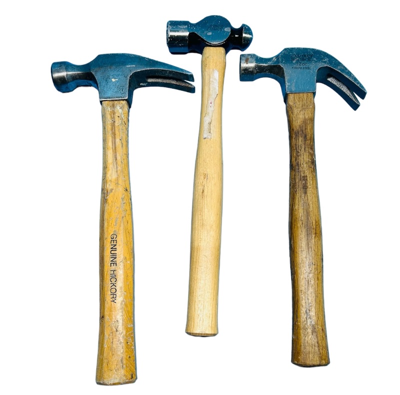 Photo 1 of 698552…3 hammers with wood handles 