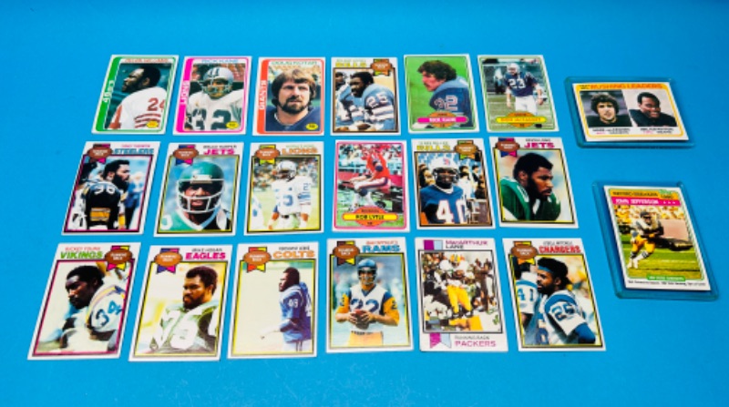 Photo 1 of 698577…  20 vintage running backs 1978-80 football cards in 2 thick toploaders 