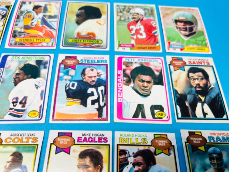 Photo 3 of 698578…18 vintage running backs 1978-80 football cards in 2 thick toploaders 