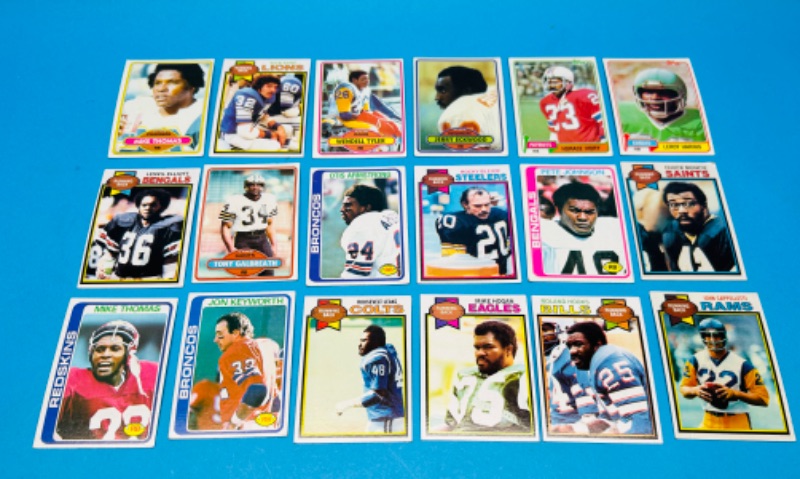 Photo 1 of 698578…18 vintage running backs 1978-80 football cards in 2 thick toploaders 