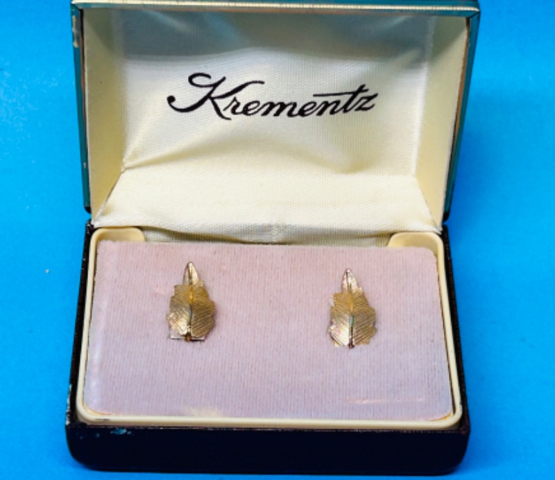 Photo 1 of 698630…vintage Krementz screw earrings -box shows wear
