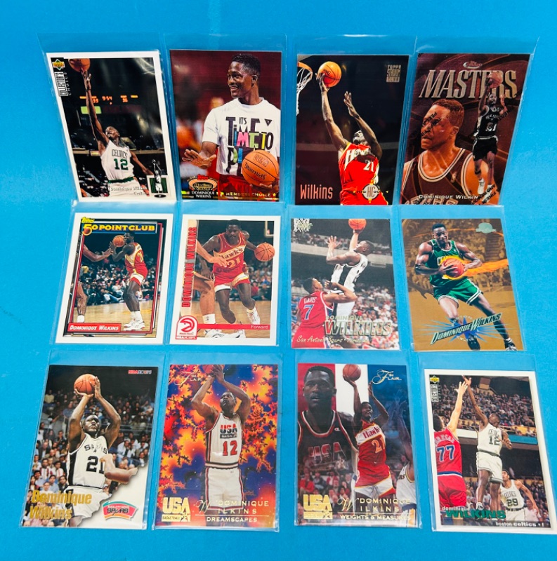 Photo 1 of 698647…12 Dominique Wilkins cards in plastic sleeves 