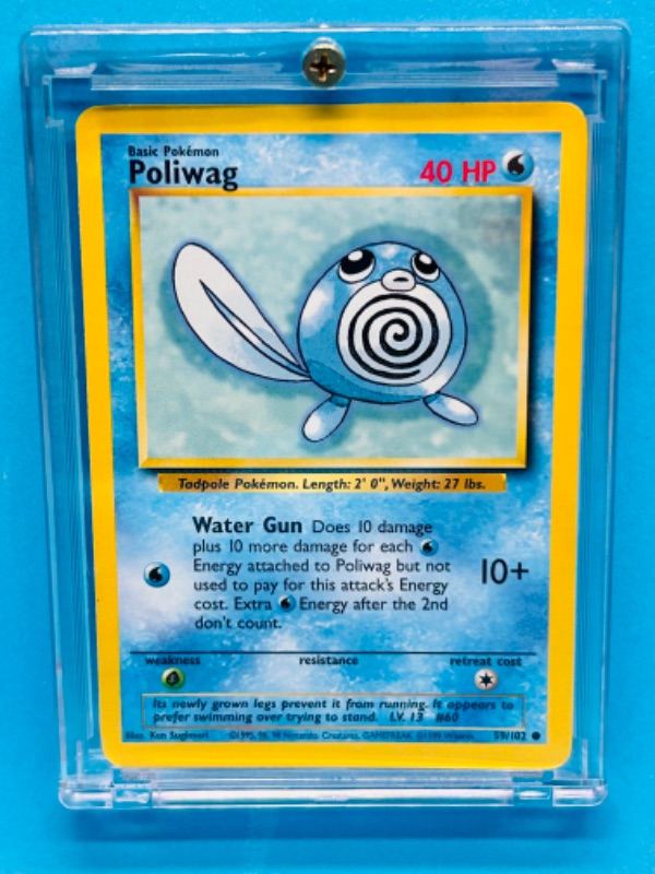 Photo 1 of 698661…Pokémon Poliwag card 59/102  in hard plastic case