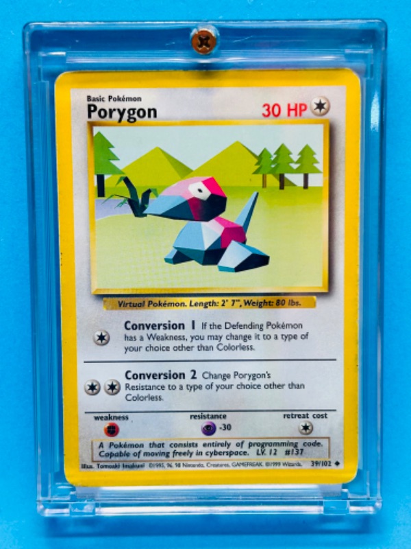 Photo 1 of 698663…Pokémon Porygon card 39/102  in hard plastic case