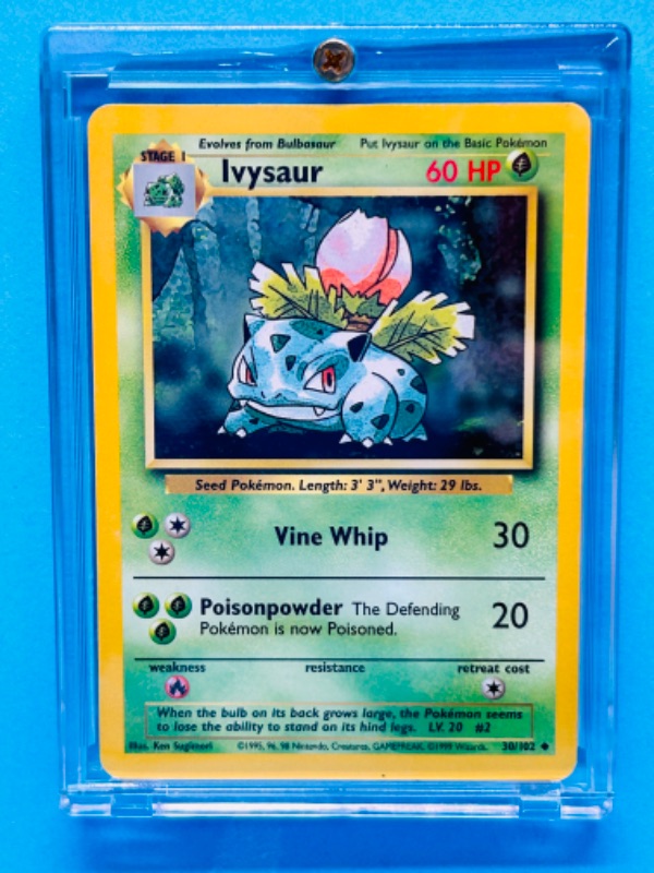 Photo 1 of 698664…Pokémon Ivysaur card 30/102  in hard plastic case