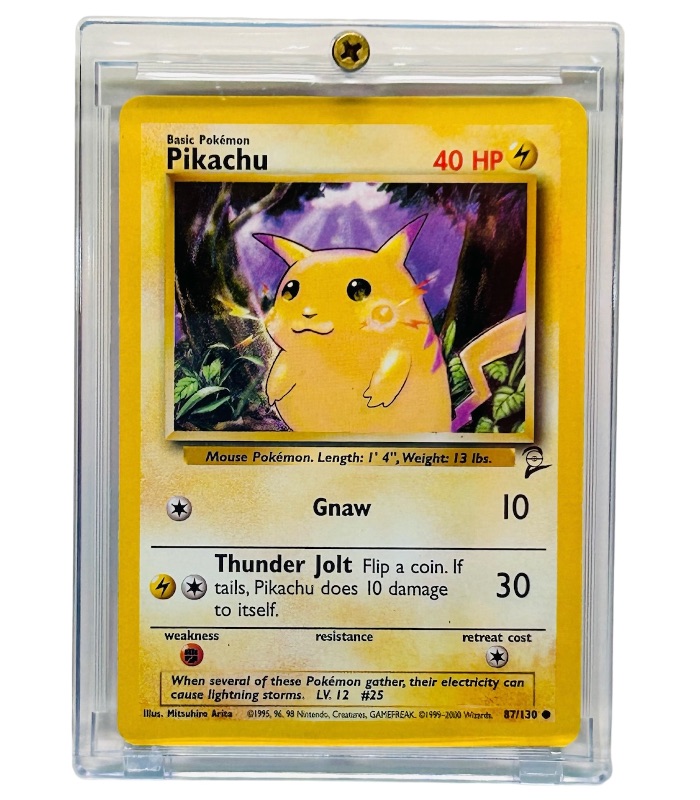 Photo 1 of 698669…Pokémon Pikachu card 87/130  in hard plastic case