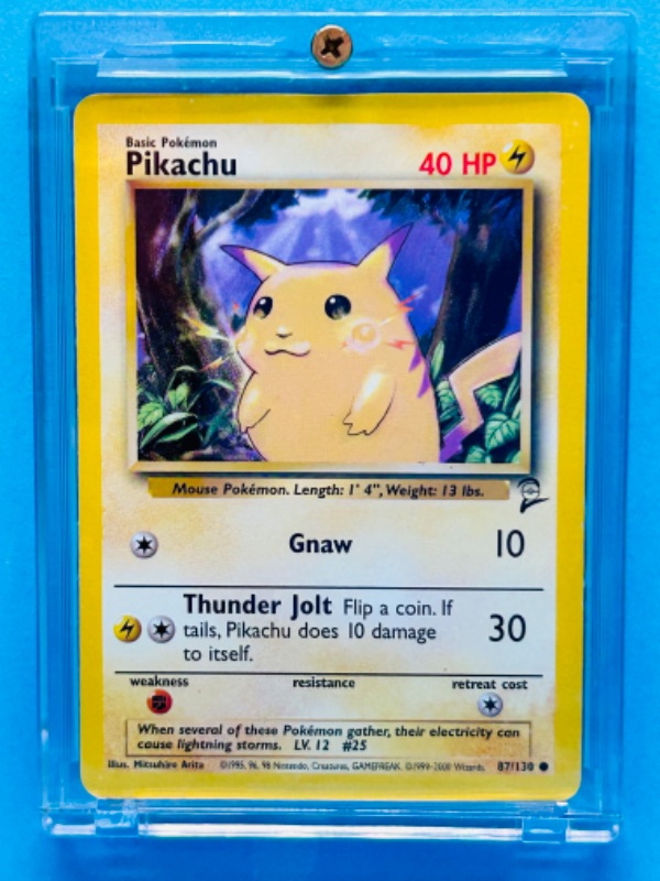 Photo 3 of 698669…Pokémon Pikachu card 87/130  in hard plastic case