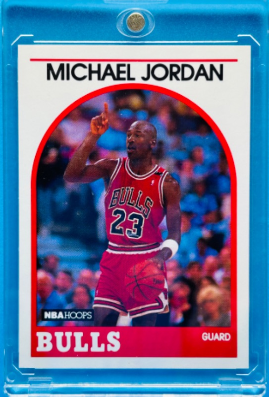 Photo 1 of 698687…NBA Hoops Michael Jordan card 200  in hard plastic case 