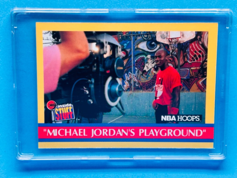 Photo 1 of 698688…NBA Hoops Michael Jordan‘s playground card 382  in hard plastic case 