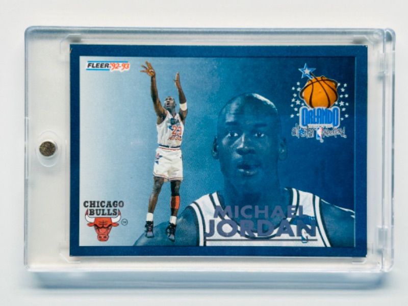 Photo 1 of 698690…fleer Michael Jordan Orlando All-Star weekend card 6  in hard plastic case 